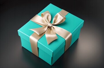 Obraz premium turquoise gift box with ribbon