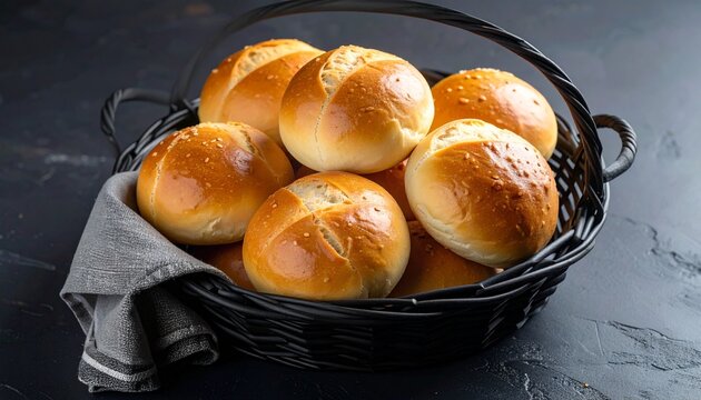 Homemade Bread Rolls in a Basket