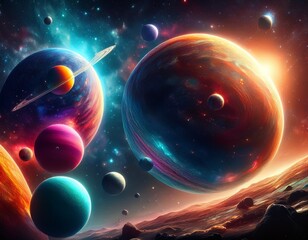 planets in outer space with colorful galaxies in the background planets space galaxy solar system universe