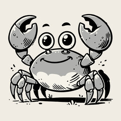 Cute Cartoon Crab Vector Illustration