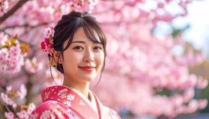 晴れ着姿の若くて美しい日本人女性のポートレート