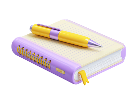 3D Illustration of a notebook and pen