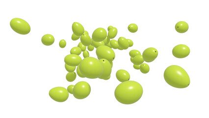 Fresh green Shine Muscat grapes scattered across a transparent background, perfect for natural, healthy, and premium food design.