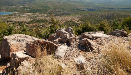 Mountain vista from rocky outcrop