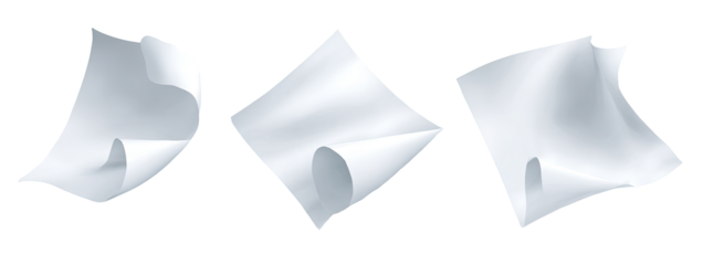 Three crumpled white disposable cloths