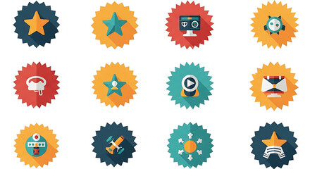 Flat design star badge icon set vector graphic design illustration for ui ux web design and mobile app design