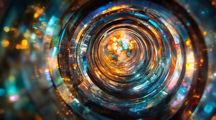 abstract light tunnel with vibrant reflections and sparkles