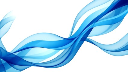 Fototapeta premium Dynamic abstract blue flowing waves on a pristine white background, creating an elegant and modern design for various digital and print applications, representing motion and fluidity