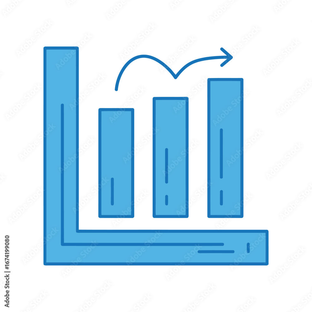 Poster minimalist bar graph icon design with multiple color options and typography