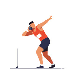 Fototapeta premium Shot put athlete in action throwing the metal ball in competition