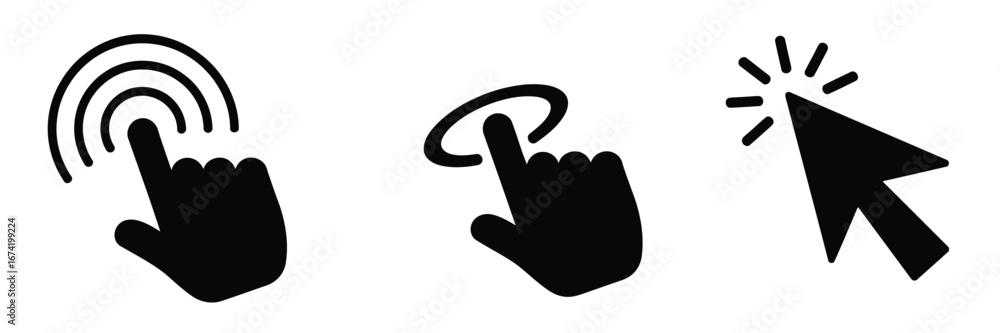 Aufkleber minimalist set of three blue cursor icons for user interface design