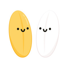 Paddy character design. rice vector on white background. rice seed.