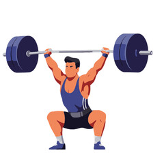 Weightlifter Doing Squats With Barbell Overhead During Training, Fitness Concept