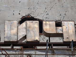 hole in the wall of the house from a bomb hit war in Ukraine