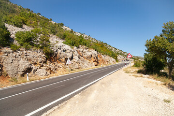 Winding road through mountainous landscape
