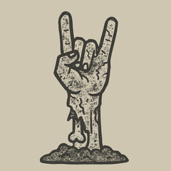 Zombie Hand Rock Gesture Vector Illustration