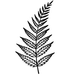 Naklejka premium Minimal Fern Line Art Illustration