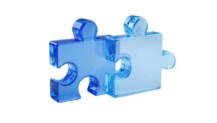 Two translucent blue puzzle pieces joined (1)