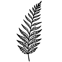 Minimal Fern Line Art Illustration