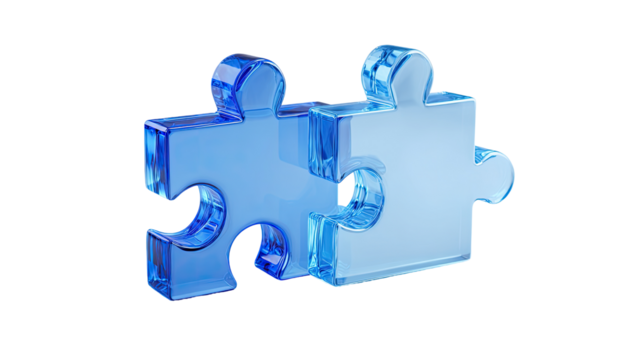 Two translucent blue puzzle pieces joined (1)