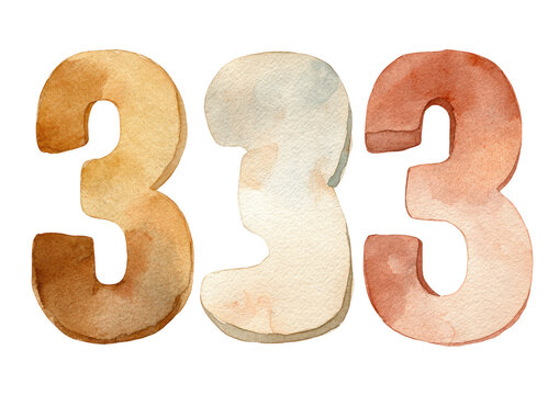 Watercolor numbers 333