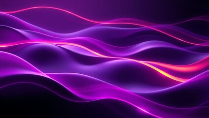 Naklejka premium Abstract Pink Purple Neon Glowing Flow Wave