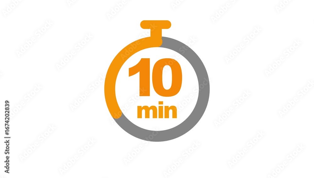 Poster the 15 minutes, stopwatch icon. stopwatch icon in flat style, timer on on color background. motion g