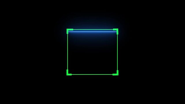 A neon scanner icon displays a glowing, sleek representation of neon scanner icon displays a glowing, Scanner icon animation creates a modern digital scan visual. symbolizing technology, scanning..4k