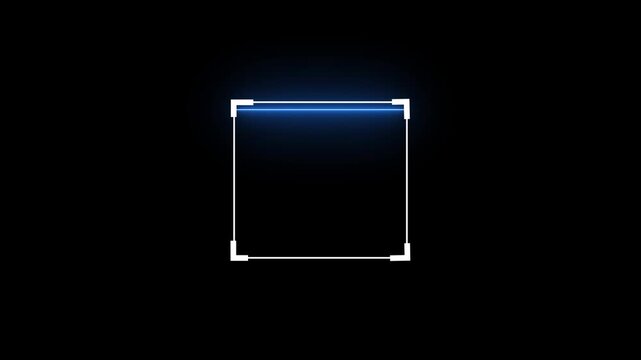 A neon scanner icon displays a glowing, sleek representation of neon scanner icon displays a glowing, Scanner icon animation creates a modern digital scan visual. symbolizing technology, scanning..4k