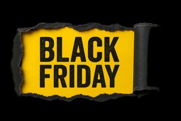 Ripped paper reveals bold Black Friday text—ideal banner for sale ads, retail promos, web headers, and social posts.