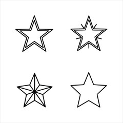 Obraz premium Four star shapes isolated on white background, each with a unique design and style, showcasing different geometric variations of the classic star