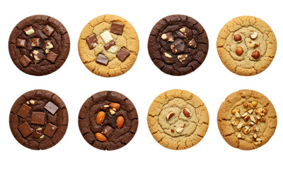 Obraz premium Assorted Chocolate and Nut Cookies Collection on transparent Background