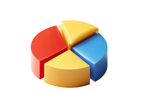 3D pie chart with four sections