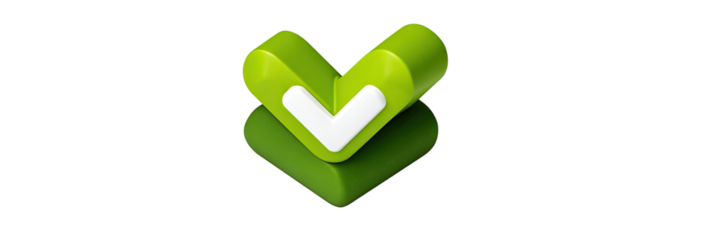 Green 3D checkmark symbol on black background