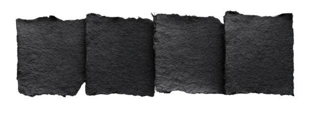 Darkened, textured, fragmented paper sheets