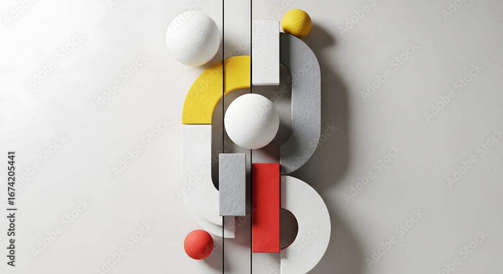 Poster a minimalist symphony: geometric forms in dynamic harmony, a study of shape, color, and texture crea