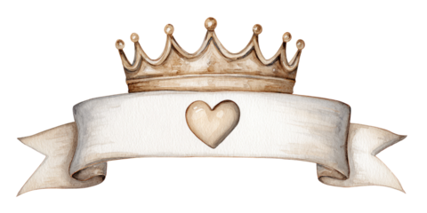 A crown atop a banner with a heart