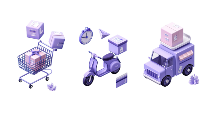 Shipping methods isometric illustration