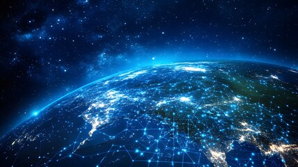 Obraz premium Global Network Connections Earth Space Futuristic