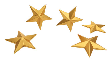 Obraz premium Group of Golden Stars on a Transparent Background