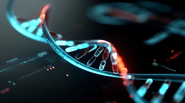 A Detailed 3D Rendering of a DNA Double Helix Structure