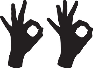 Obraz premium Two black hand silhouettes making the ok gesture
