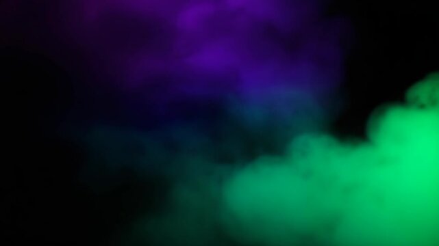 Colorful neon smoke plumes in dark background animated visuals