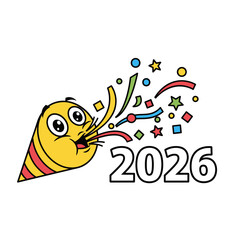 Cartoon Party Popper with 2026 Celebration Design