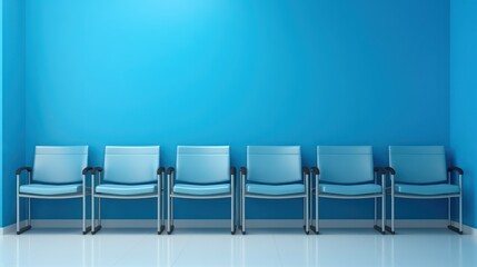 A blue chair in a blue room with a blue wall.