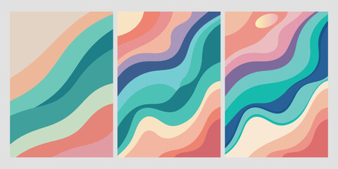 Abstract Colorful Wavy Lines Backgrounds Set for Social Media Stories and Posts