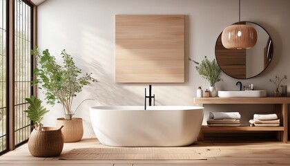 modern farmhouse bathroom mockup design in clean minimalist style