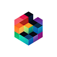 Naklejka premium Abstract geometric design of colorful cubes