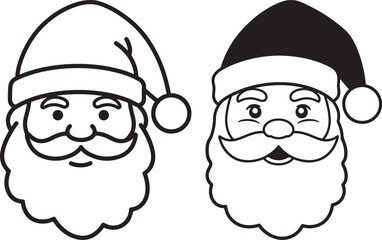 Two santa claus faces silhouette
