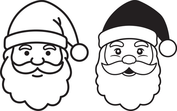 Two santa claus faces silhouette